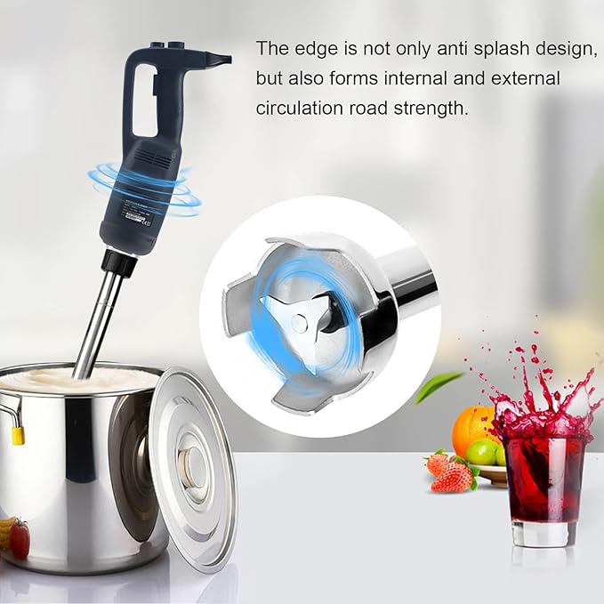 Commercial Immersion Blender - 2500 RPM Variable Speed Hand Blender with Detachable Shaft &amp Stainless Steel Blade for Soup Puree