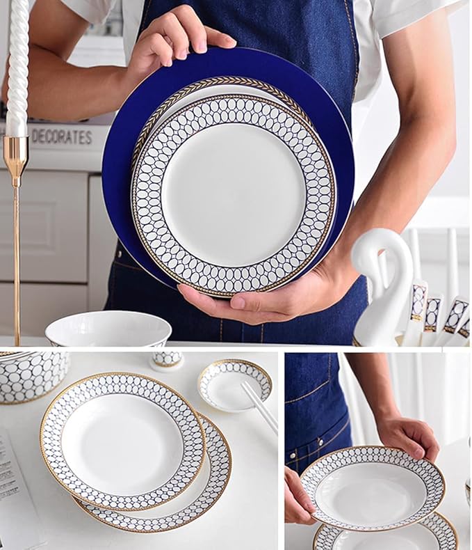 Round Dinnerware Sets Ceramic Dinner Plate Sets Plates and Bowls Sets Dish Set22 Pcs