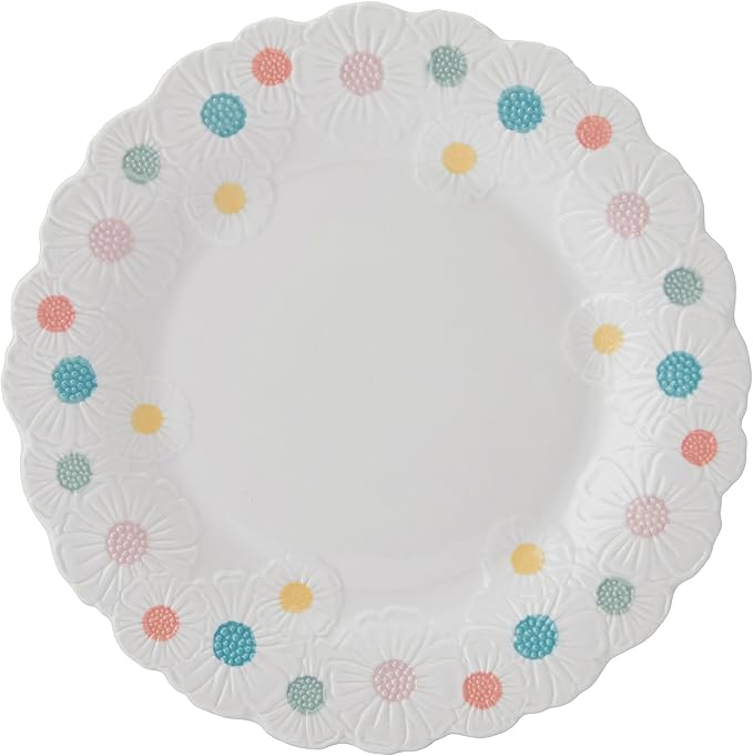 Darbie Angell Painted Daisy 12 Piece Plate and Bowl Dinnerware Set Durable Service for 4 Floral Design Modern Tableware