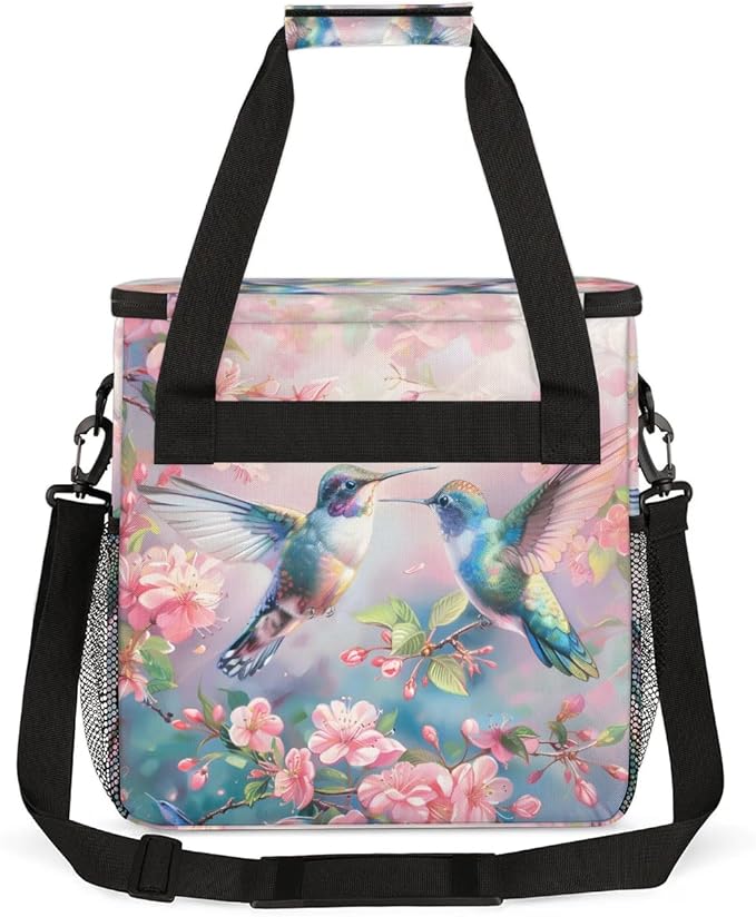 Coffee Maker Carrying Bag Hummingbird Floral Single Cup Coffee Maker Travel Bag Compatible with Keurig K-Mini or K-Mini Plus Portable Storage Bag with Shoulder StrapAZ-201