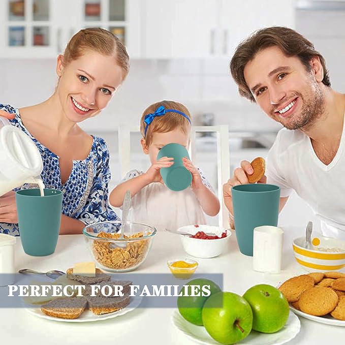 Homienly 24 PCS Wheat Straw Dinnerware Set of 8 Dessert Plates Set of 8-10 inch Cereal Bowl Set 12OZ Dishwasher Safe Cups (Green)