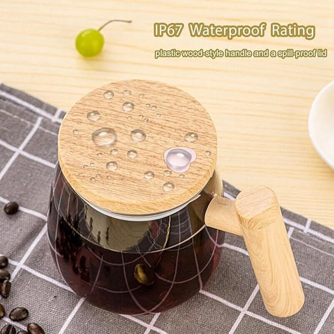 Electric High Speed Mixing Cup 13.5oz 7000 RPM Self Stirring Coffee Mug Heat-Protection Glass Coffee Blender with Lid 45 dB for Office/Travel/Home (Clear x 2)