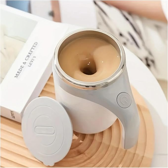 Automatic Mixing Cup Portable Automatic Stirring Cup Mug Rechargeable Coffee Electric Stirring Stainless Steel Magnetic Rotating Blender Stirring CupElectric Stirring Mug(White)