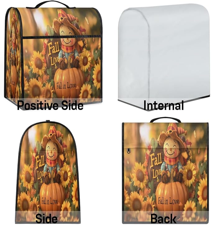 cfpolar Kitchen Aid Mixer Cover Compatible with 6-8 Quarts Pumpkin Scarecrow Sunflower Stand Mixer Cover Kitchen Aid Mixers Accessories Appliance Organizer Bag Dust Covers with Zipper Pocket