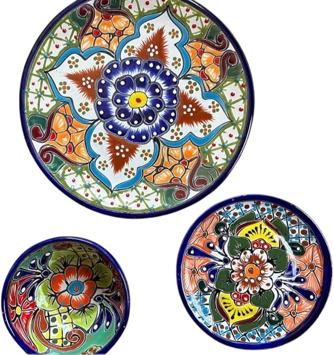25 Piece Mexican Pottery Dinnerware Set - Ceramic Talavera Dinnerware - Authentic Mexican Pottery Hand Painted Plates