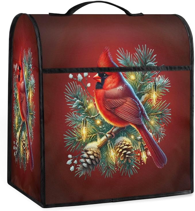 cfpolar Kitchen Aid Mixer Cover Compatible with 6-8 Quarts Cardinal Holly Christmas Stand Mixer Cover Kitchen Aid Mixers Accessories Appliance Organizer Bag Dust Covers with Zipper Pocket