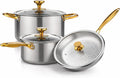 100% Pure Titanium Cookware Set | 7.68in Milk Pan + 10.04in Stock Pot + 10.04in Hammered Fry Pan | Induction &amp Gas Compatible | Easy Clean | Oven &amp Dishwasher Safe (Milk Pan + Stock Pot + Fry