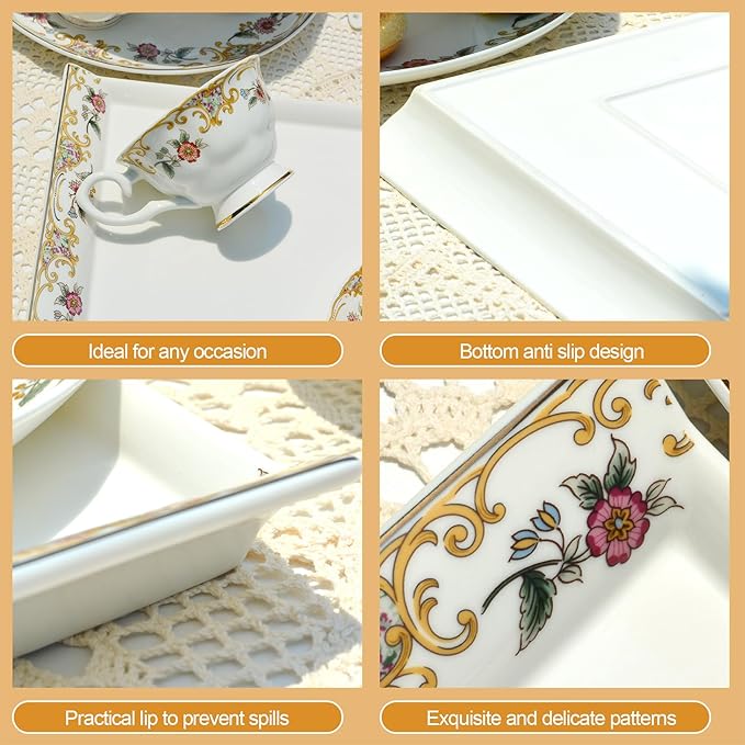 ACMLIFE Bone China Dinnerware Set 3-Tier Serving Stand Porcelain Cupcake and Stand Bone China Serving Platter