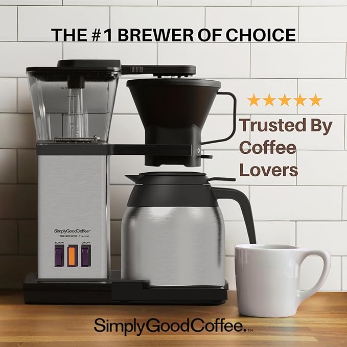 Simply Good Coffee THE BREWER - Thermal. Coffee Maker/Coffee Machine. 8 Cup Automatic Drip Pour Over Coffee Brewer. Easy To Use. Stainless Steel/Black