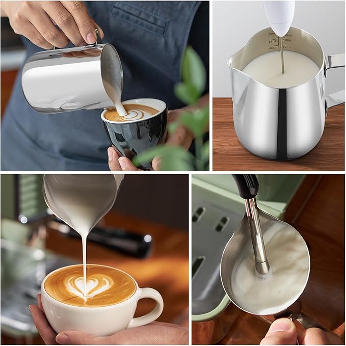 Neretva Espresso Machine 1450W Stainless Steel Coffee and Espresso Maker Combo with Milk Frother 15Bar &amp Milk Frothing Pitcher 20 oz Milk Hand Held Frother Steamer Pitcher Jug Cup