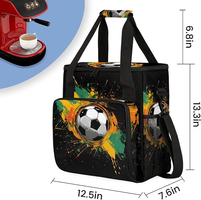 Soccer Football Travel Coffee Maker Carrying Bag Large Organizer Storage Tote Bag Insulated Reusable Cooler Grocery Bags