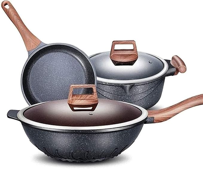 Non-Stick Pot and Pan SetKitchen Cookware SetWoks and Saucepan Pots and Pans Set3-Piece Set