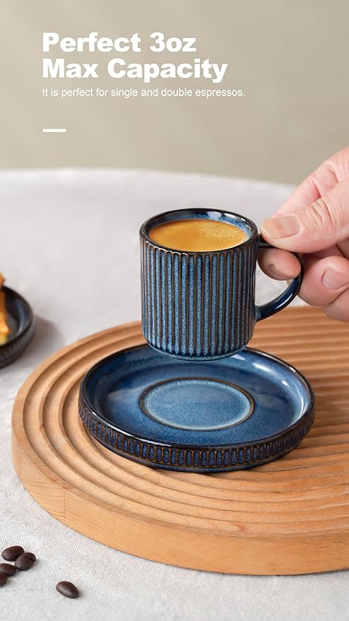Famiware Star Dinnerware Set and Coffee Mugs Set Service for 4 (16 Pieces) - Stoneware Dinnerware Dishes Nebulas Blue