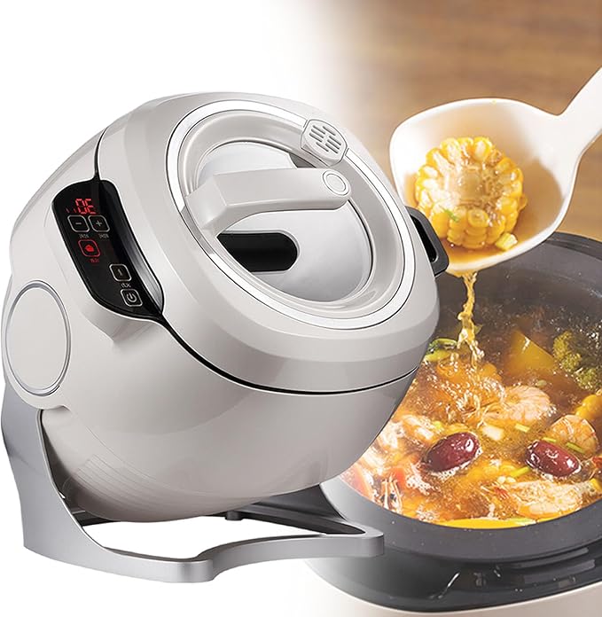 Intelligent Automatic Cooking Machine Drum Type Stir Frying Machine 360° Rotating Multi-Function Stir-Fry Machine Cooker for Stir Frying Stewing Cooking and Soup Making