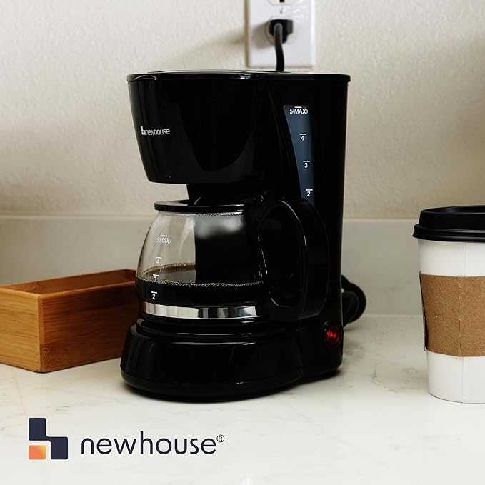 Newhouse Electric Coffee Machine NHCM-001-5 5-Cup Coffee Maker with Auto Shut Off Electric Pot with Metal Mesh Coffee Filter Basket ETL Certified for Hospitality and Residential Use
