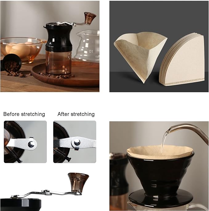 Pour Over Coffee Maker Gift Set All in 1 Coffee Accessories Tools304 Stainless Gooseneck KettleCoffee Grinder V60 Dripper Brewer Filters Serving of Coffee Set Travel Bag (Size : C)
