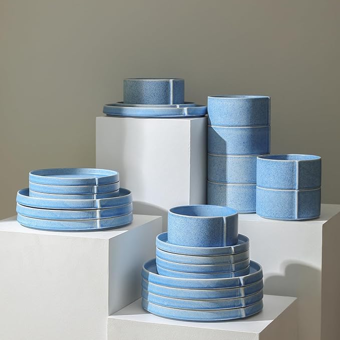 Stone Lain Bao 12-Piece Dinnerware Set Stoneware Blue