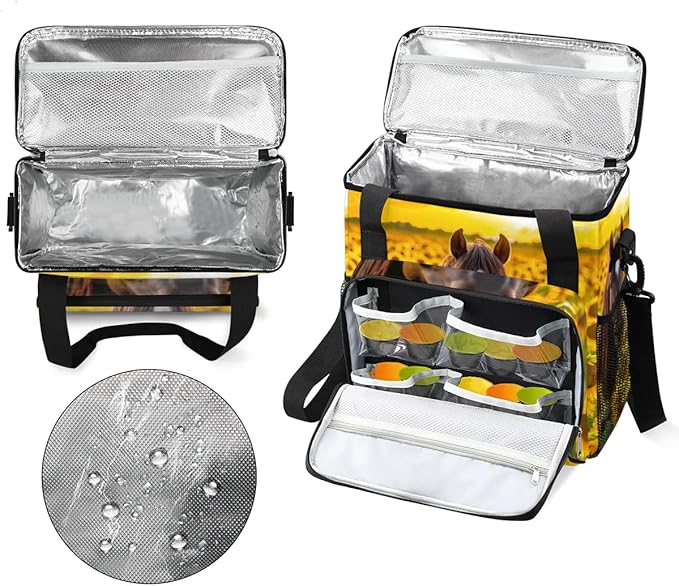 Coffee Maker Carrying Bag Horse Sunflower Floral Single Cup Coffee Maker Travel Bag Compatible with Keurig K-Mini or K-Mini Plus Portable Storage Bag with Shoulder StrapAZ-200