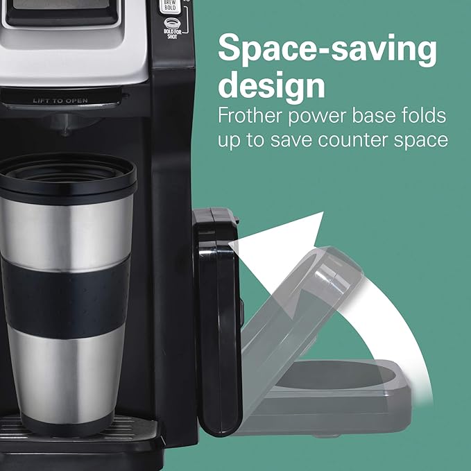 Hamilton Beach FlexBrew Single-Serve Coffee Maker with Milk Frother Compatible with K-Cup Pods and Grounds 1cups Black (49949)