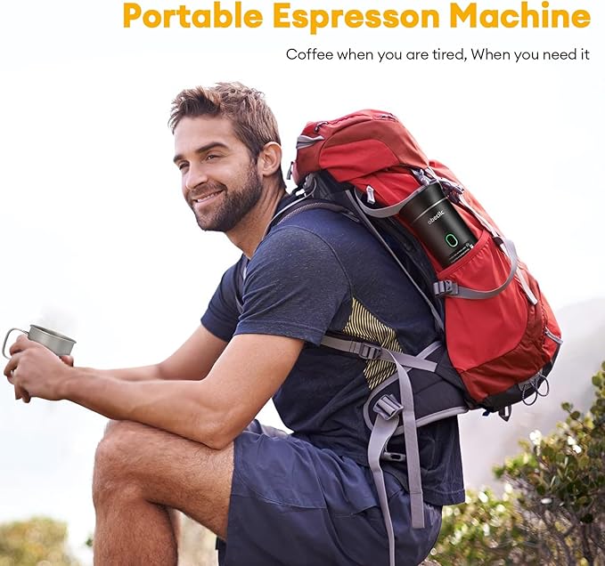 3 In 1 Portable Coffee Maker for Travel 20 Bar Portable Espresso Machine with USBTravel Coffee Maker Self-Heating Compatible with Ground Coffee &amp Capsule for HikingOfficeRV（Black）