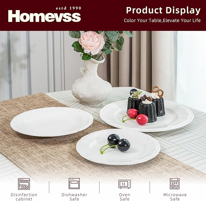 HomeVss New Bone China Embossed French Countryside 18pc Dinnerware Set