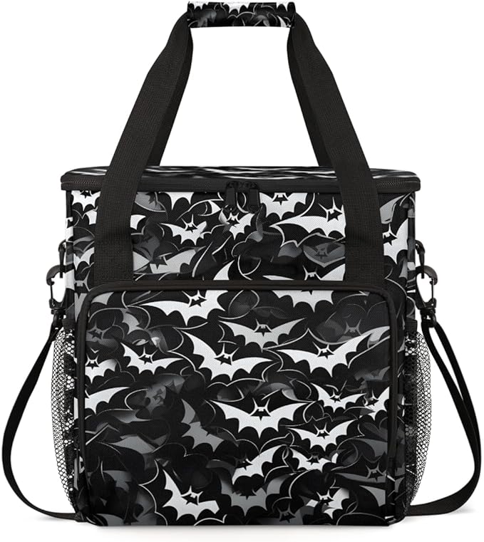 Halloween Bat Coffee Maker Carrying Bag Glowing Bat Travel Storage Bag Compatible with K-Mini or K-Mini Plus Single Serve Coffee Brewer Carrying Case with Multiple Pockets &amp Shoulder Strap