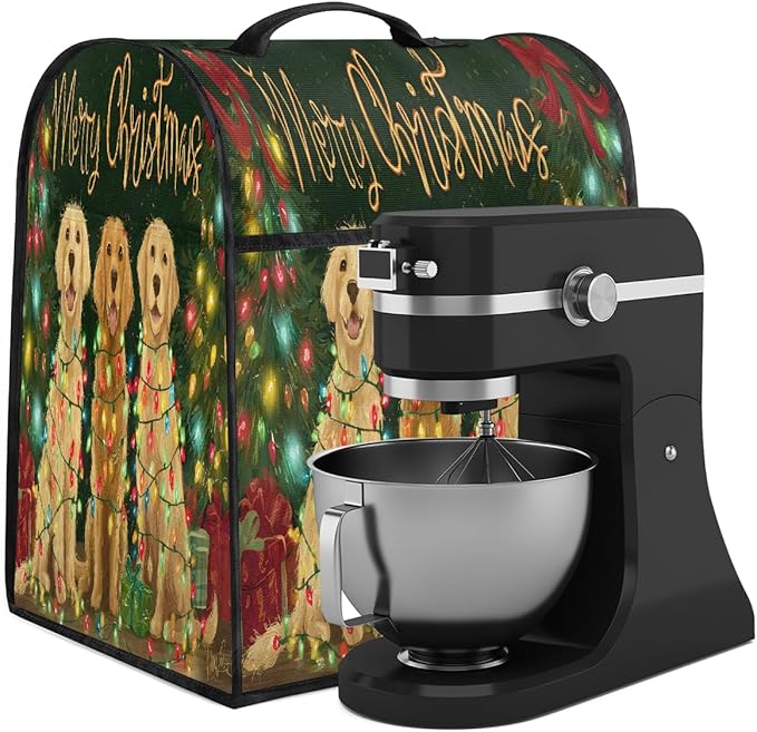 cfpolar Kitchen Aid Mixer Cover Compatible with 6-8 Quarts Christmas Xmas Dogs Stand Mixer Cover Kitchen Aid Mixers Accessories Appliance Organizer Bag Dust Covers with Zipper Pocket