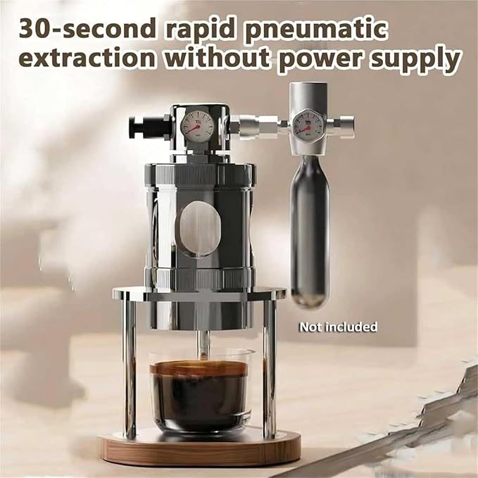 80 Ml Pneumatic Espresso MachineManual Air Pressure Espresso Maker 16Bar Fast Extraction With Pressure Gauge &amp Wooden BaseModern Coffee Experience (51mm)
