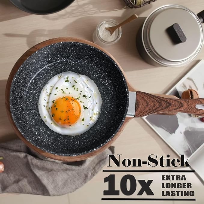 Kitchen Induction Cookware &amp Bakeware Set - 30 Piece Black Granite Cooking Pans Set Non-Stick Pots and Pans Set