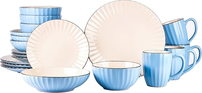 Osita Strip Stoneware 20pc Dinnerware Set Blue