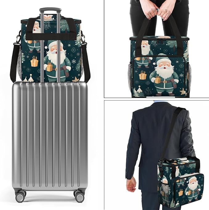 Xmas Santa Claus Coffee Maker Carrying Bag Graffiti Santa Claus Travel Storage Bag Compatible with K-Mini or K-Mini Plus Single Serve Coffee Brewer Carrying Case with Pockets &amp Shoulder Strap