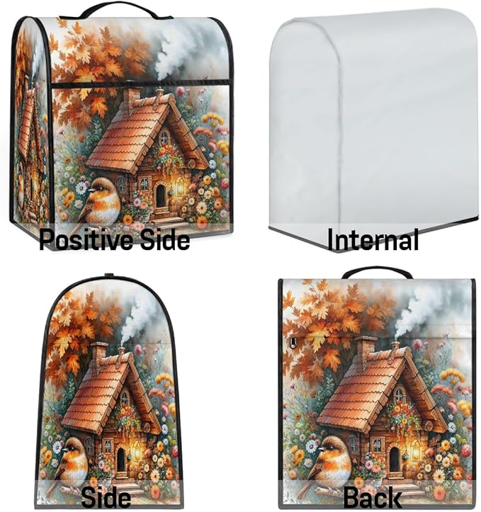 cfpolar Kitchen Aid Mixer Cover Compatible with 6-8 Quarts Autumn Bird Castle Stand Mixer Cover Kitchen Aid Mixers Accessories Appliance Organizer Bag Dust Covers with Zipper Pocket