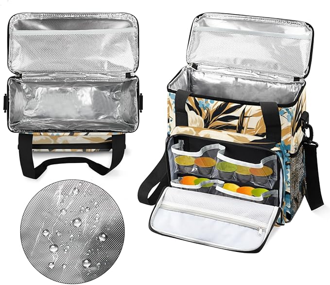 Tiger Print Coffee Maker Carrying Bag Blue Flower Travel Storage Bag Compatible with K-Mini or K-Mini Plus Single Serve Coffee Brewer Carrying Case with Multiple Pockets &amp Shoulder Strap