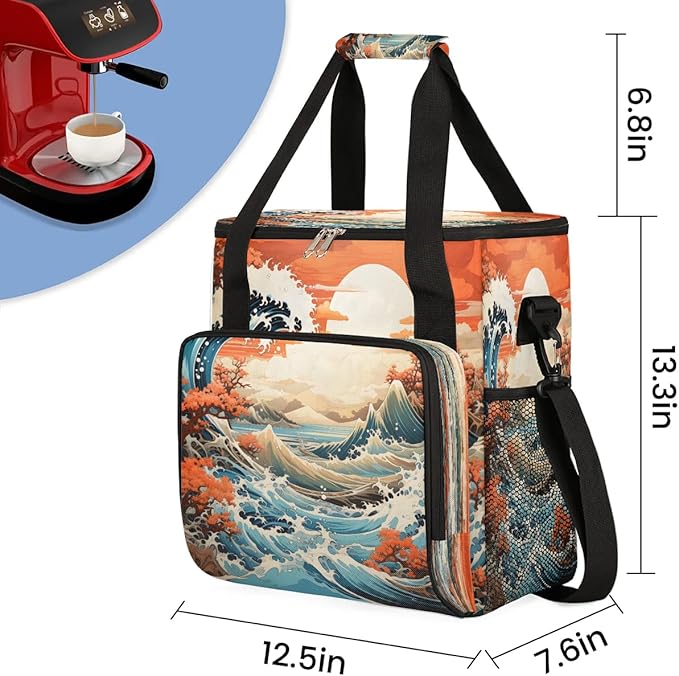 Waves Ocean Sunrise Coffee Maker Carrying Bag for Keurig K-Mini or K-Mini Plus Storage Portable Coffee Maker Travel Bag