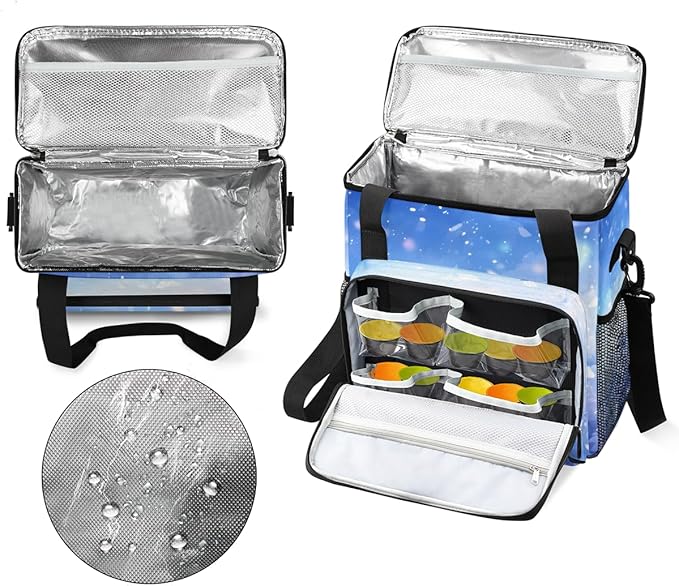 Glitter Coffee Maker Carrying Bag Sky blue Portable Travel Storage Tote Bag Compatible with K-Mini or K-Mini Plus Single Serve Coffee Brewer Carrying Case with Multiple Pockets &amp Shoulder Strap