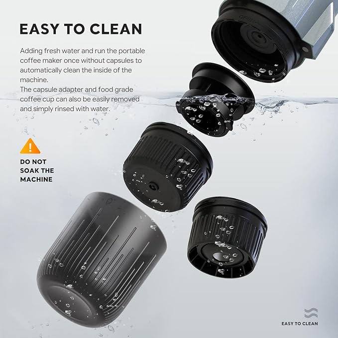 Portable Electric Espresso Machine Travel Coffee Maker for Camping 3 in 1 Self-Heating for Ground Coffee &amp DG NS Capsule Pods For Travel Camping and Hiking (Space Grey)