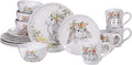 Sweet Bunny 16pc DINNERWARE SET for 4 Ceramic Easter Bunny Plates and Bowls Set Spring Tabletop Collection Durable Glazed Finish Dishwasher Safe Re-Mailer Packaging