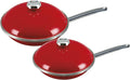 VITA 4-Piece Skillet Set with Lids Enamel on Steel Red Dishwasher &amp Oven Safe up to 350? Quick &amp Even Heat Distribution Non Stick Scratch Resistant High Gloss