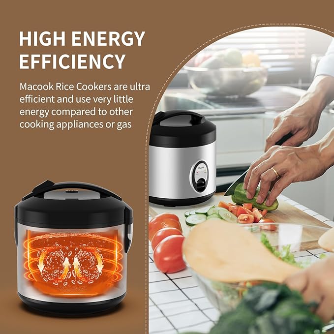 Stainless Steel Rice Cooker with Steamer 4-Cup Uncooked (1.0L)/8-Cup Cooked Electric Grain &amp Vegetable Cooker Auto Keep Warm for Oatmeal Soups &amp Multicooking