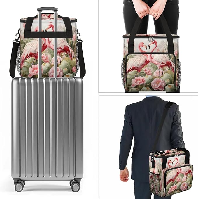 Summer Flamingo Flowers Coffee Maker Carrying Bag for Keurig K-Mini or K-Mini Plus Storage Portable Coffee Maker Travel Bag
