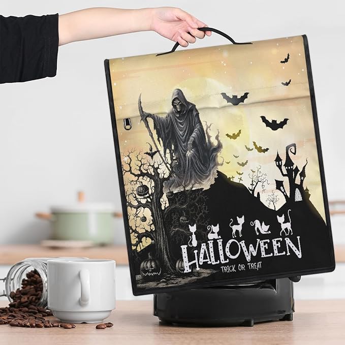 cfpolar Kitchen Aid Mixer Cover Compatible with 6-8 Quarts Halloween Grim Reaper Bat Stand Mixer Cover Kitchen Aid Mixers Accessories Appliance Organizer Bag Dust Covers with Zipper Pocket