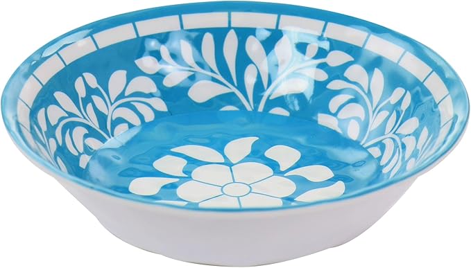12 Piece Melamine Dinnerware Set for 4 – Lightweight Unbreakable Plates and Bowls in Teal and Blue – Outdoor Indoor Dinnerware for Camping Patio &amp Everyday Use (Teal)