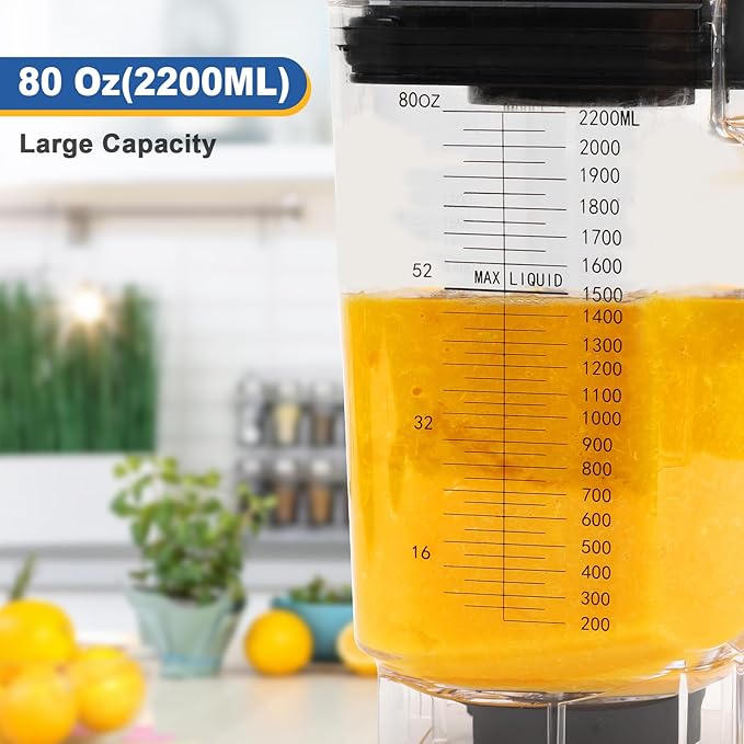CRANDDI Smart Commercial Blender Digital Touch Screen with Removable Cover 80oz Capacity 3 Pre-Set Program with Smoothie Juice Cleaning and More 1500W 120V K85TS (Grey)