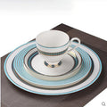 European Style Dinnerware Set Service for 6 Bone China Dinnerware Sets Unbreakable Porcelain Dinner Sets Coffee Cup and Saucer Tableware Set Steak Dinner Plates Dish Set Sky Blue Malang-3