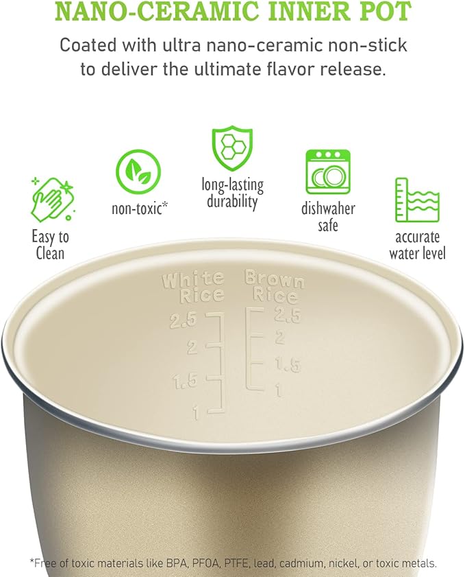 TLOG Mini Rice Cooker 2.5 Cups Uncooked Healthy Ceramic Coating Portable Rice Maker 1.2L Travel Rice Pot Small for 1-3 People Personal Rice maker Food Steamer Multi-cooker for Grains Oats