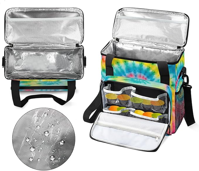 Tie Dyeing Coffee Maker Carrying Bag Yellow Pink Travel Storage Bag Compatible with K-Mini or K-Mini Plus Single Serve Coffee Brewer Carrying Case with Multiple Pockets &amp Shoulder Strap