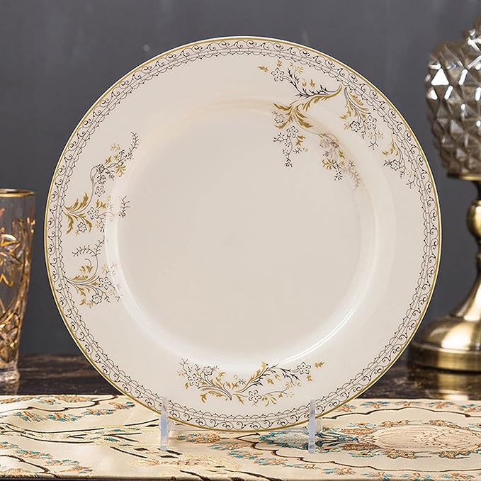 Ceramic Dinnerware Set Retro Style Beautiful Gold and White Porcelain Combination Set for Household Dinner Wedding Hotel