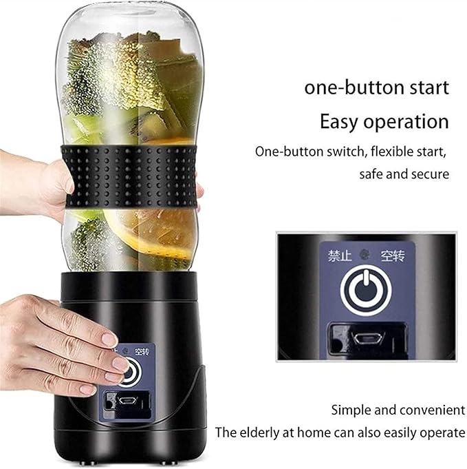 Portable Blender Personal Blender for Shakes and Smoothies Personal Size Blenders with USB Rechargeable 380ml Traveling Fruit Veggie Juicer Cup Black (Size : 1)