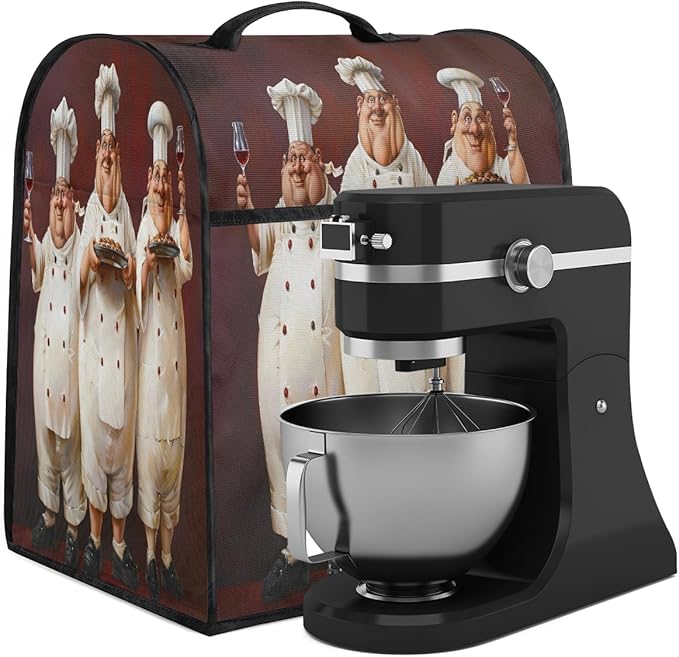 cfpolar Kitchen Aid Mixer Cover Compatible with 6-8 Quarts Red Chef White Fat Stand Mixer Cover Kitchen Aid Mixers Accessories Appliance Organizer Bag Dust Covers with Zipper Pocket