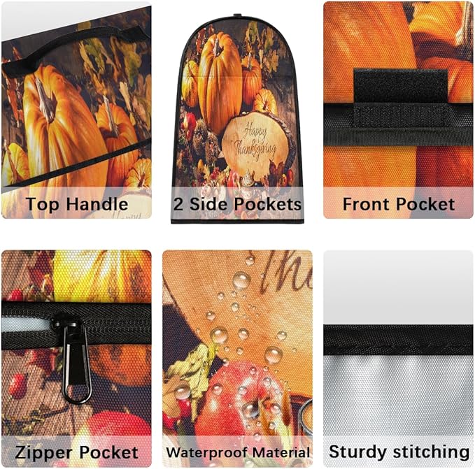 cfpolar Kitchen Aid Mixer Cover Compatible with 6-8 Quarts Thanksgiving Pumpkin Fall Stand Mixer Cover Kitchen Aid Mixers Accessories Appliance Organizer Bag Dust Covers with Zipper Pocket